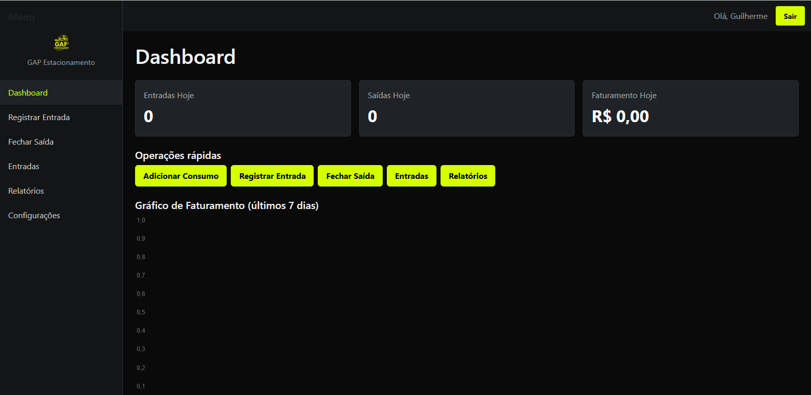 GB Estacionamento — Tela 2