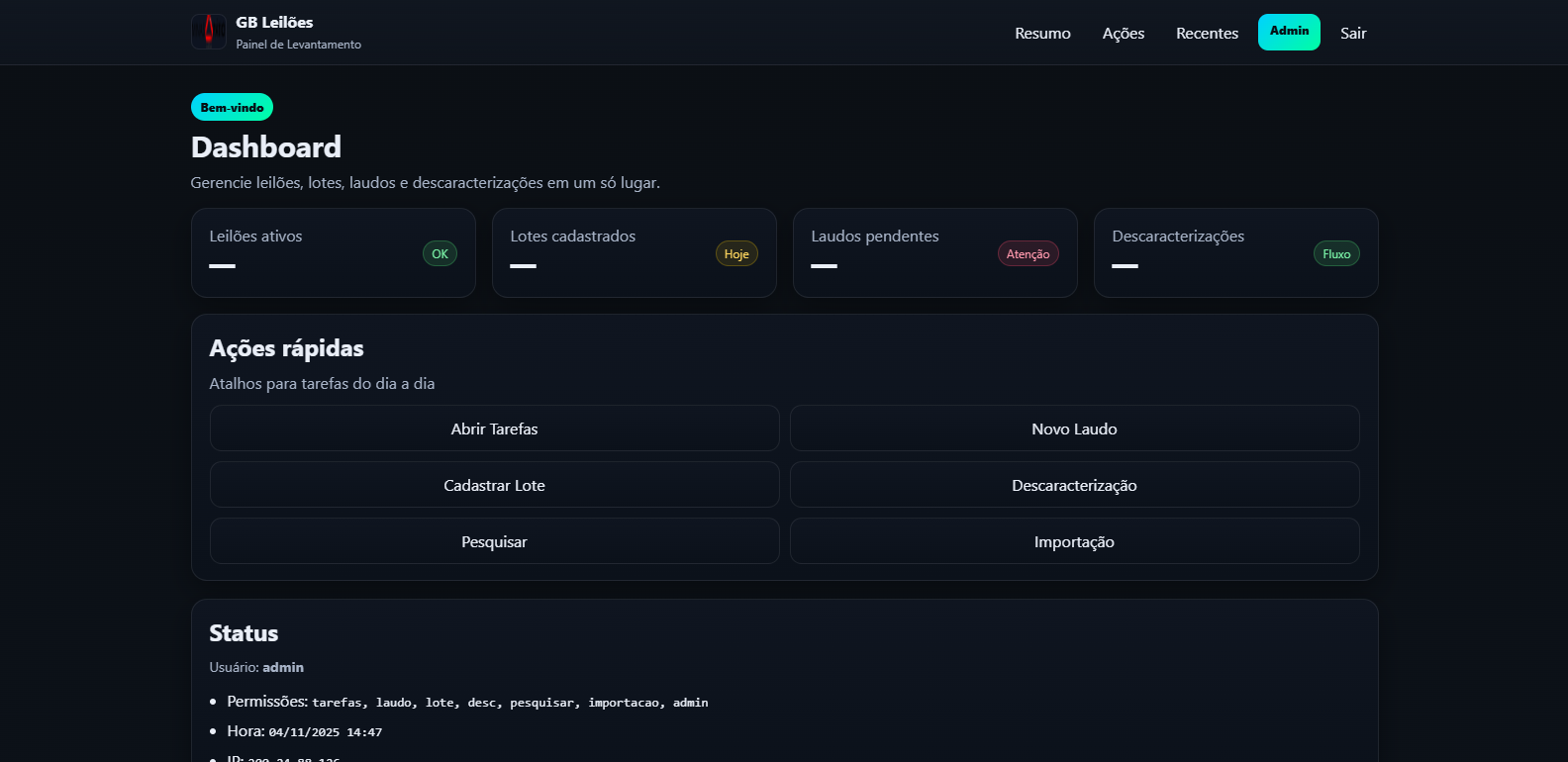 GB Leilões — Tela 3